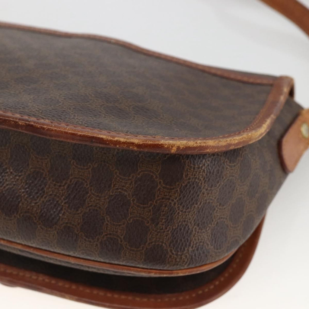 Celine Vintage Macadam Shoulder Bag Canvas And Leather Brown Canvas Shoulder Bag Bag