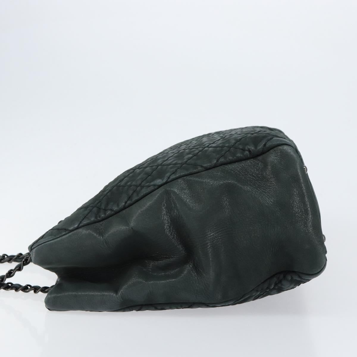 Chanel Cc Charm Tote Quilted Iridescent Calfskin Green Leather Tote Bag Bag