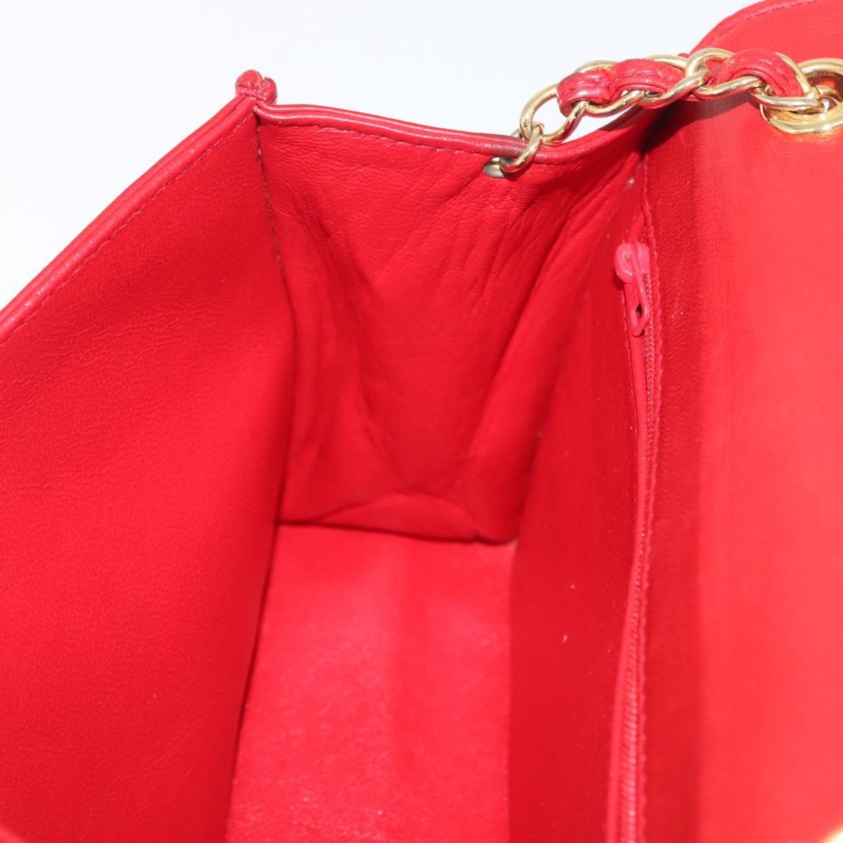Chanel Vintage Cc Chain Full Flap Bag Quilted Leather Red Leather Shoulder Bag Bag