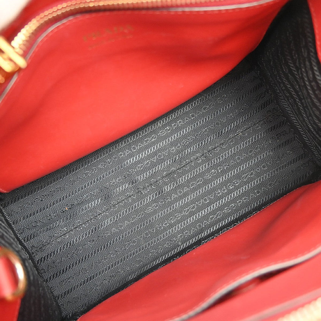 Prada Paradigme Tote Saffiano With City Calf Red Leather Handbag