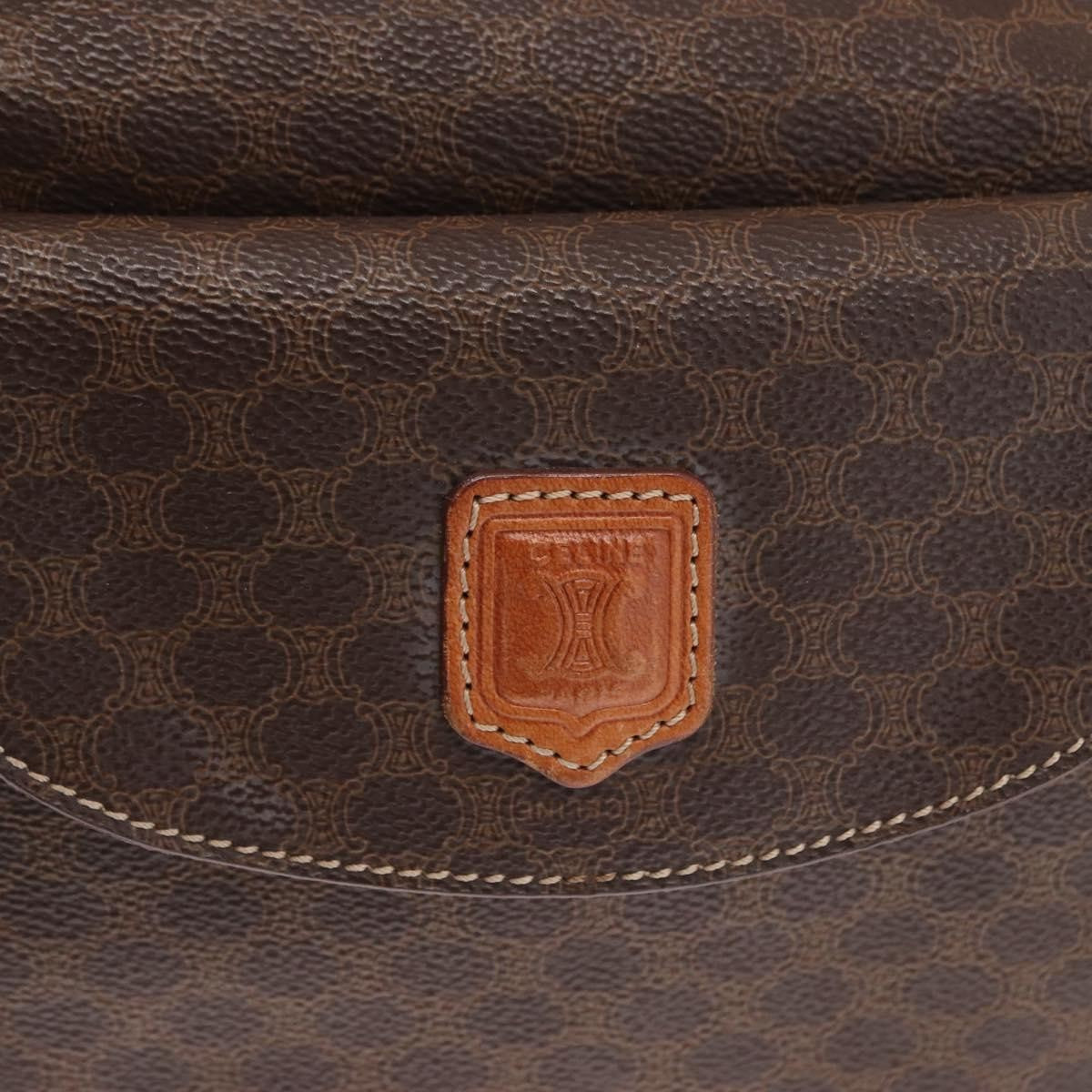 Celine Vintage Macadam Handbag Canvas And Leather Brown Canvas Handbag