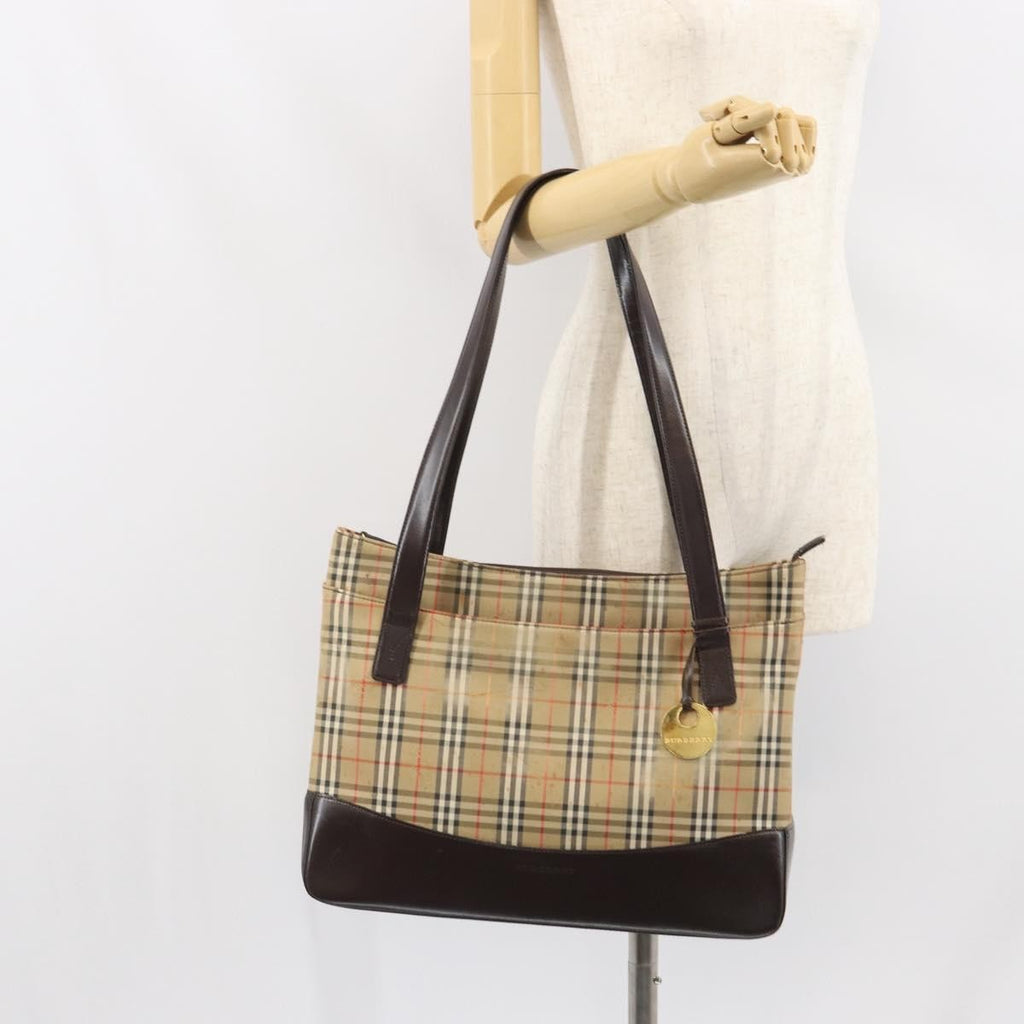 Burberry Nova Check Tote Canvas And Leather Beige Canvas Tote Bag