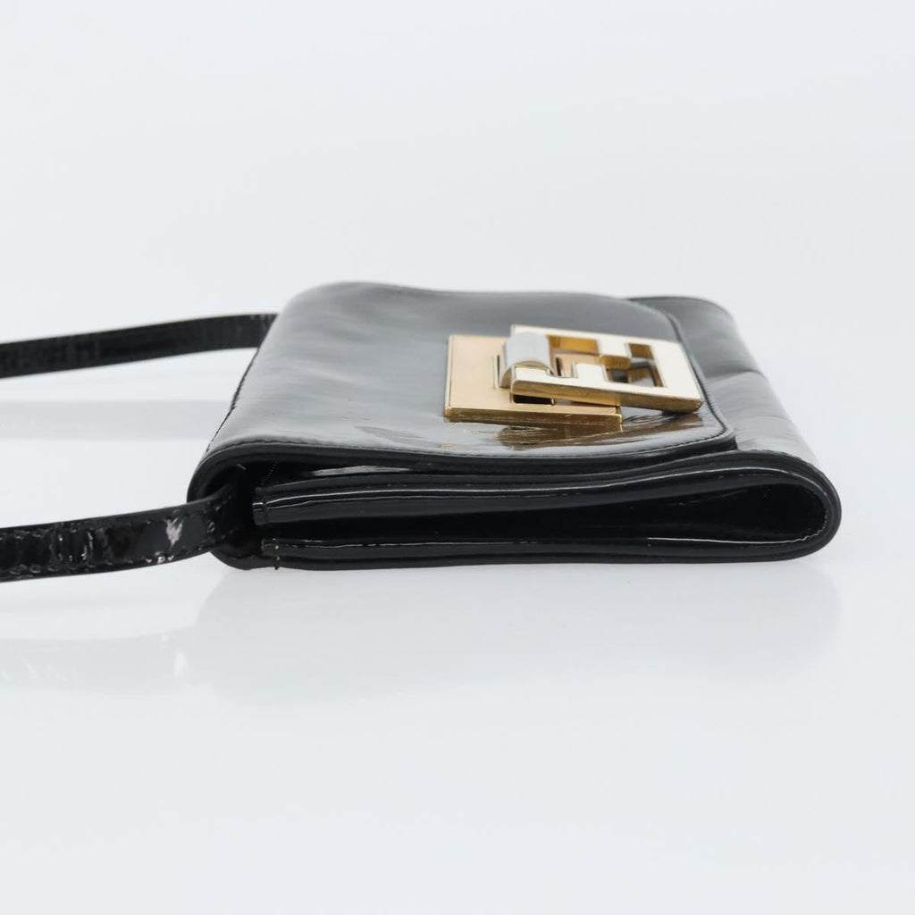 Fendi Vintage Shoulder Bag Enamel Black Patent_Leather Shoulder Bag Bag
