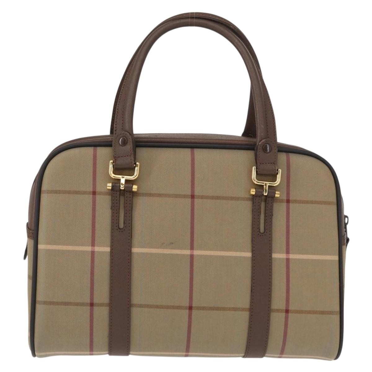 Burberry Nova Check Boston Bag Canvas Beige Canvas Handbag