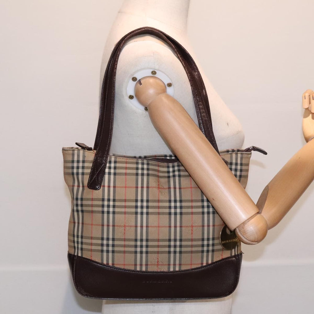 Burberry Nova Check Tote Canvas Check Pattern Beige Canvas Tote Bag