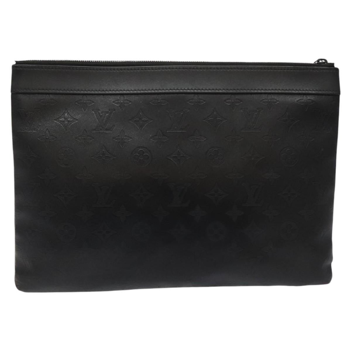 Louis Vuitton Discovery Pochette Monogram Shadow Leather Black Leather Bag