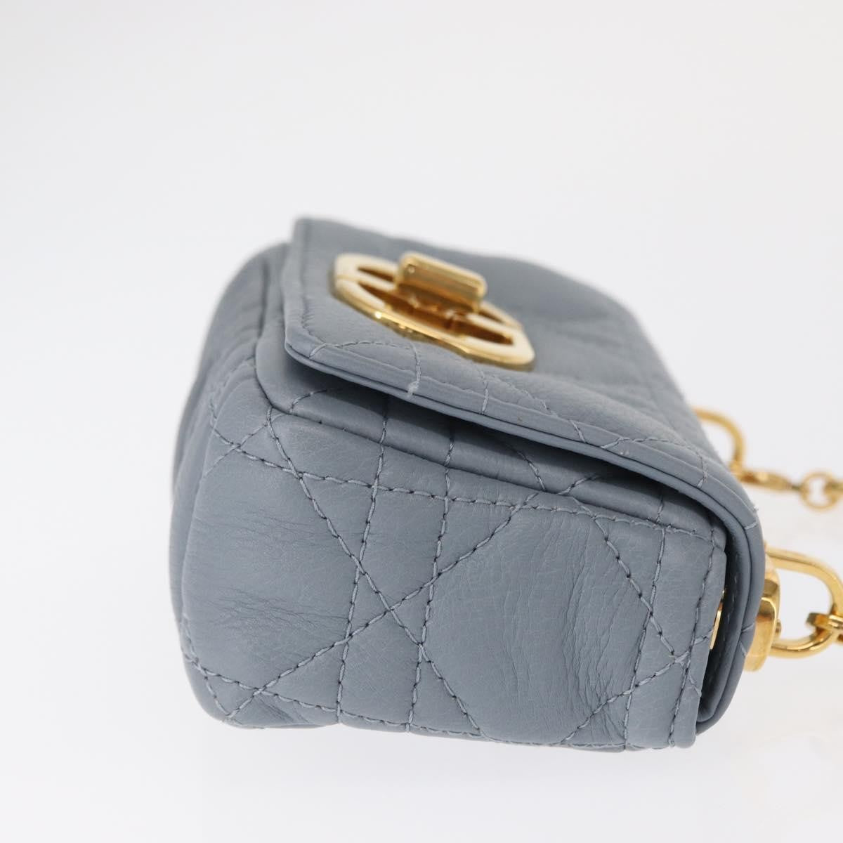 Christian Dior Caro Bag Cannage Quilt Calfskin Blue Leather Shoulder Bag Bag (Pre-Owned)
