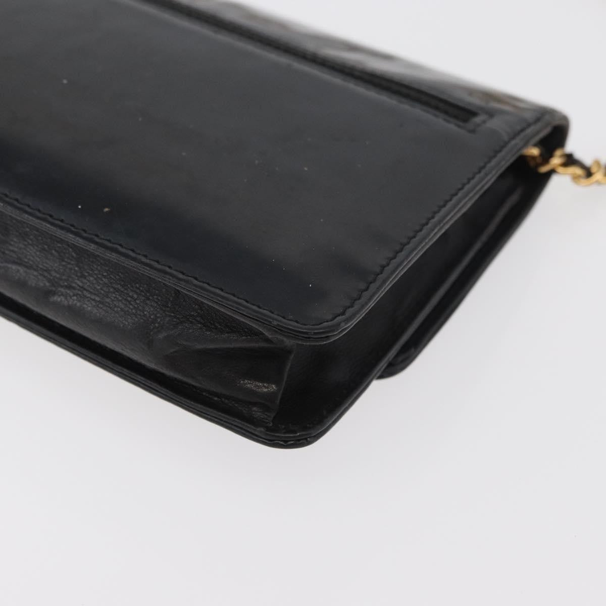 Chanel Vintage Cc Wallet On Chain Patent Black Patent_Leather Shoulder Bag Bag
