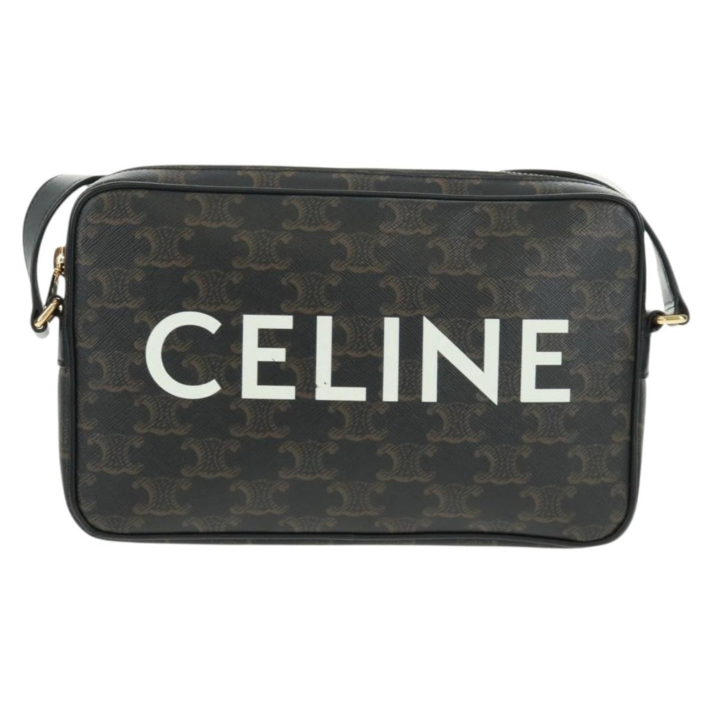 Celine Logo Messenger Bag Triomphe Coated Canvas Black Pvc Shoulder Bag Bag