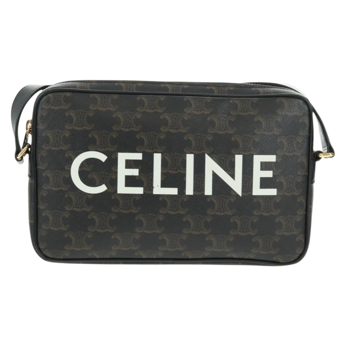 Celine Logo Messenger Bag Triomphe Coated Canvas Black Pvc Shoulder Bag Bag
