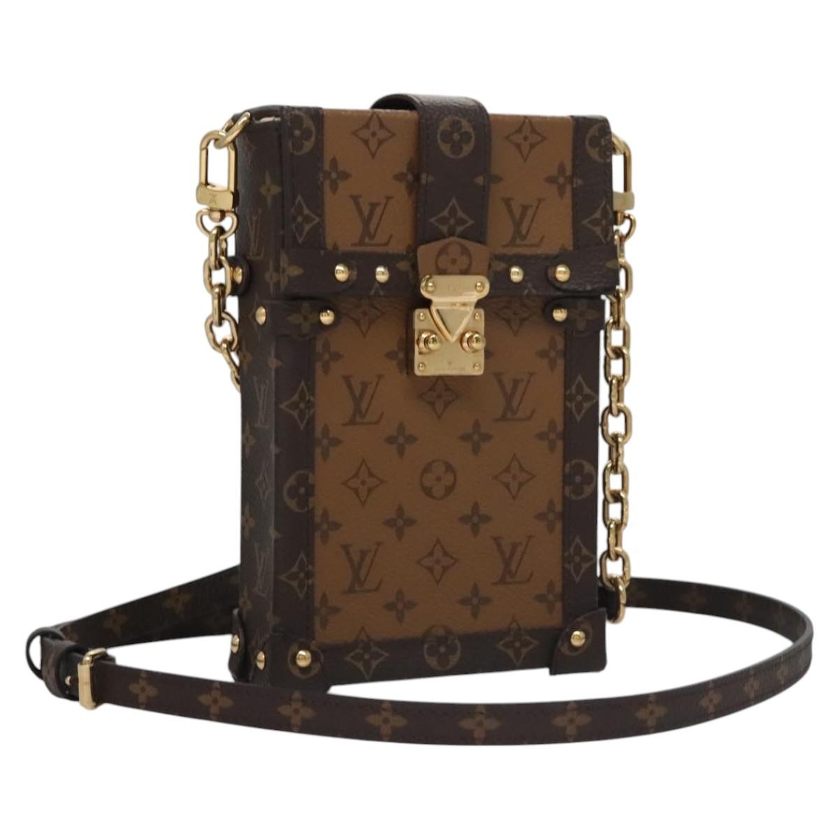 Louis Vuitton Vertical Trunk Pochette Reverse Monogram Canvas Brown Canvas Clutche & Pouche Bag