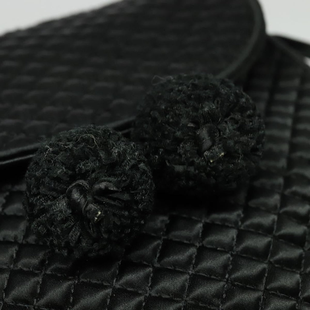 Bottega Veneta Intrecciato Clutch Bag Calfskin Black Satin Shoulder Bag Bag