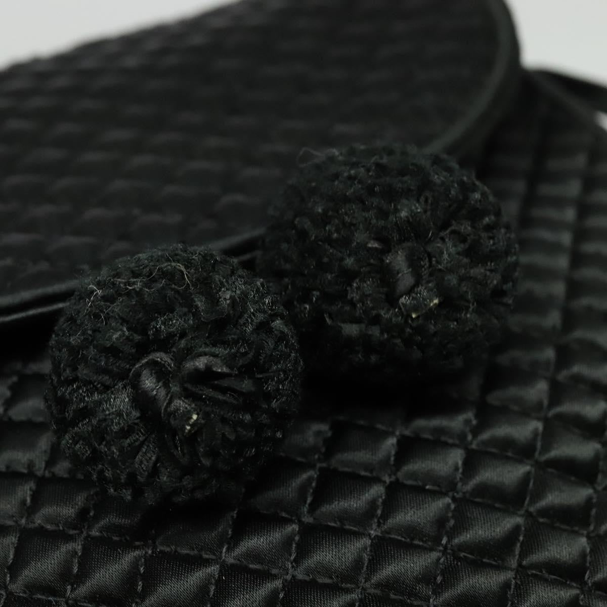 Bottega Veneta Intrecciato Clutch Bag Calfskin Black Satin Shoulder Bag Bag