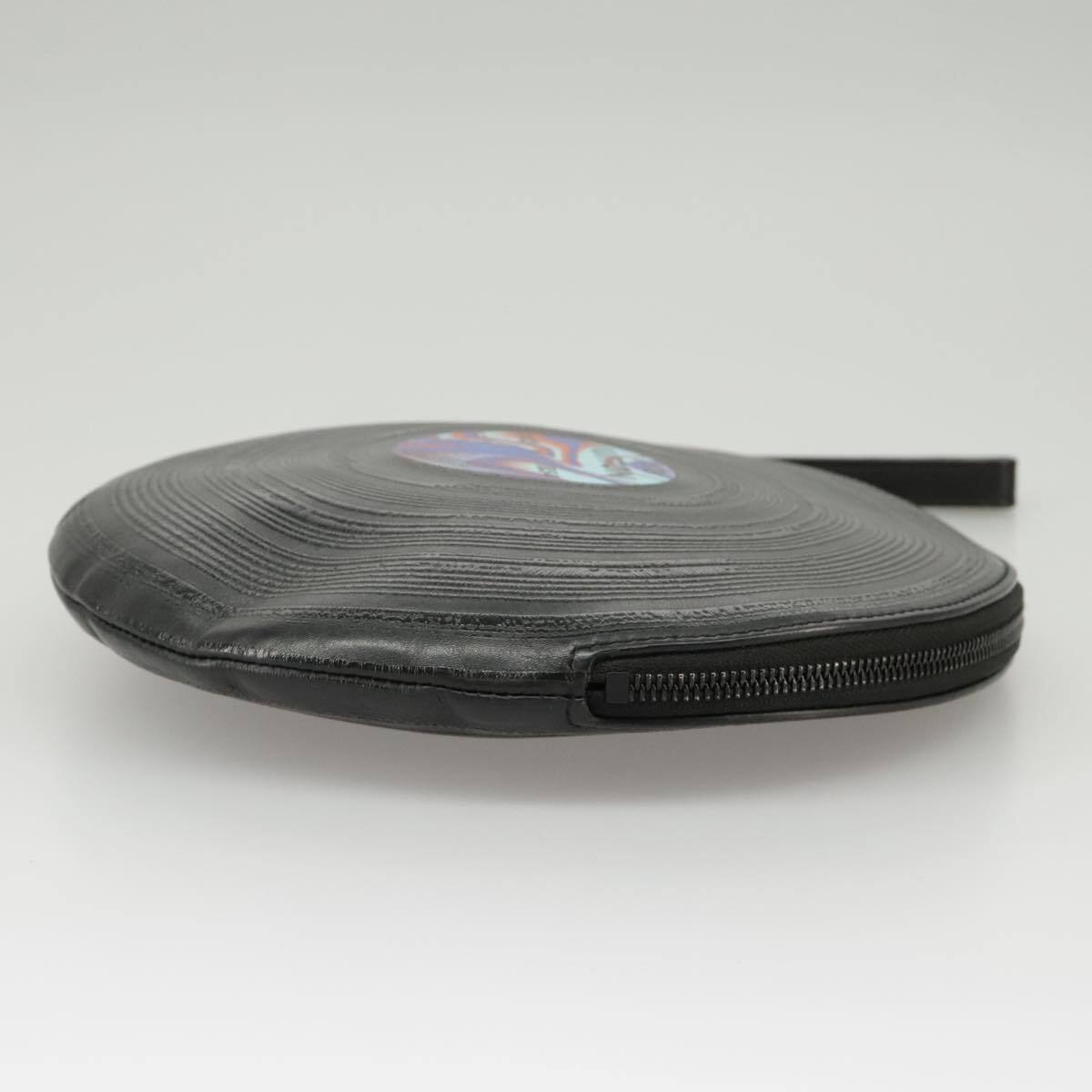 Louis Vuitton Disk Pouch Leather Black Leather Clutche & Pouche Bag
