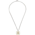 Chanel Cc Logo Pendant Necklace Metal Silver Silver_Plated Necklace Jewelry
