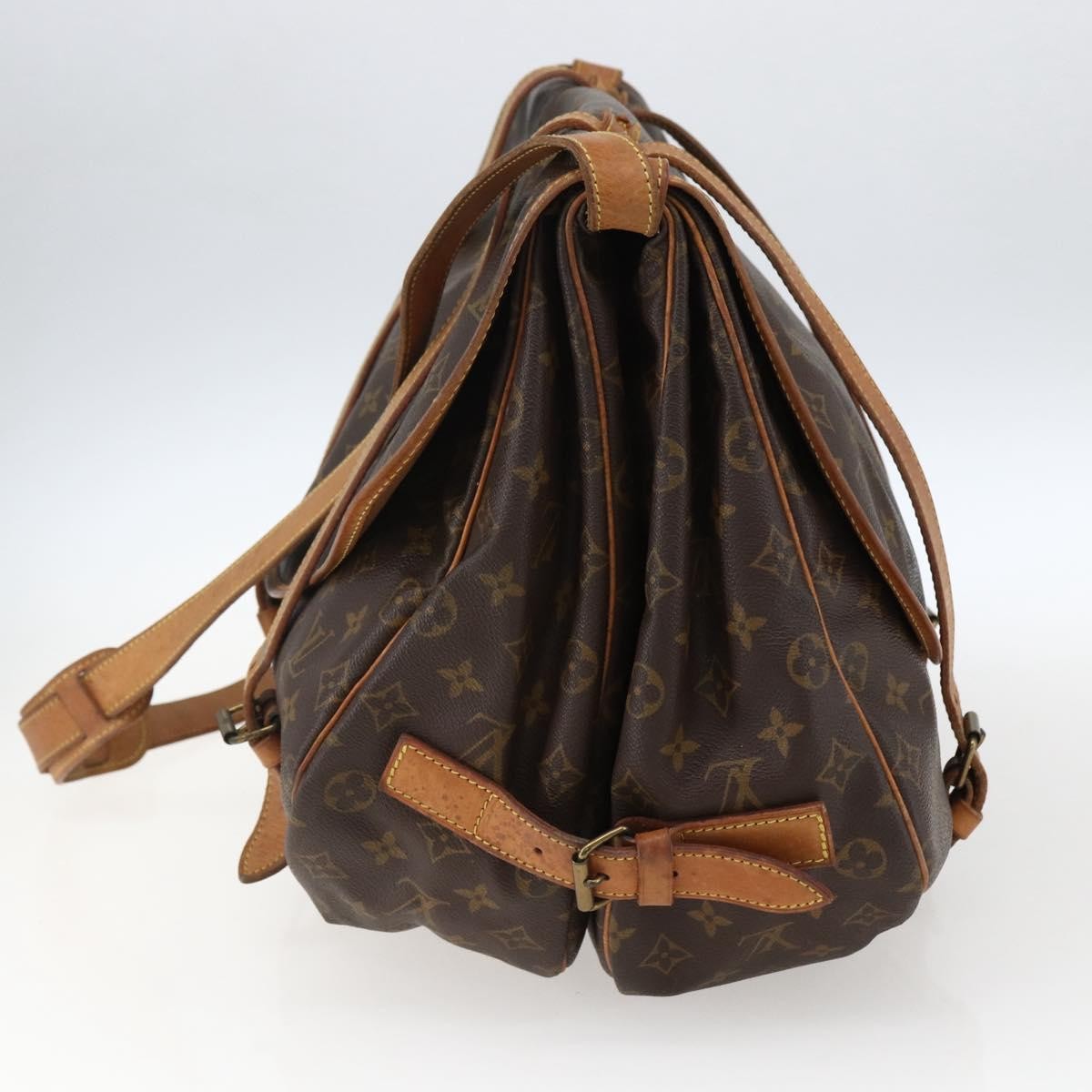 Louis Vuitton Saumur Handbag Monogram Canvas Brown Canvas Shoulder Bag