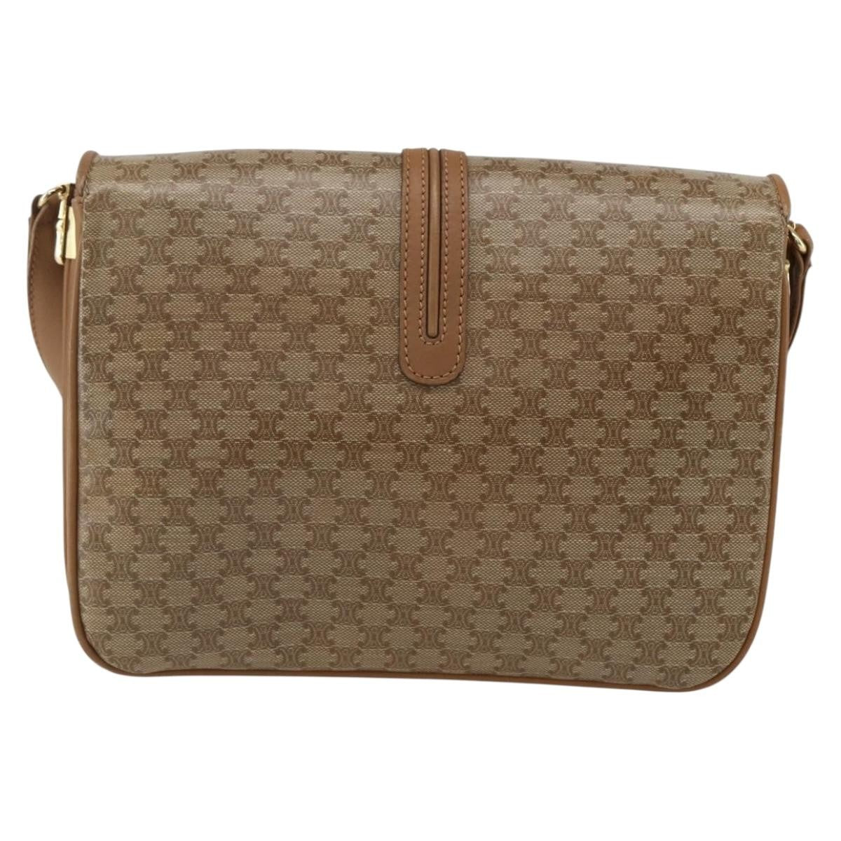 Celine Vintage Macadam Shoulder Bag Canvas And Leather Beige Canvas Shoulder Bag Bag