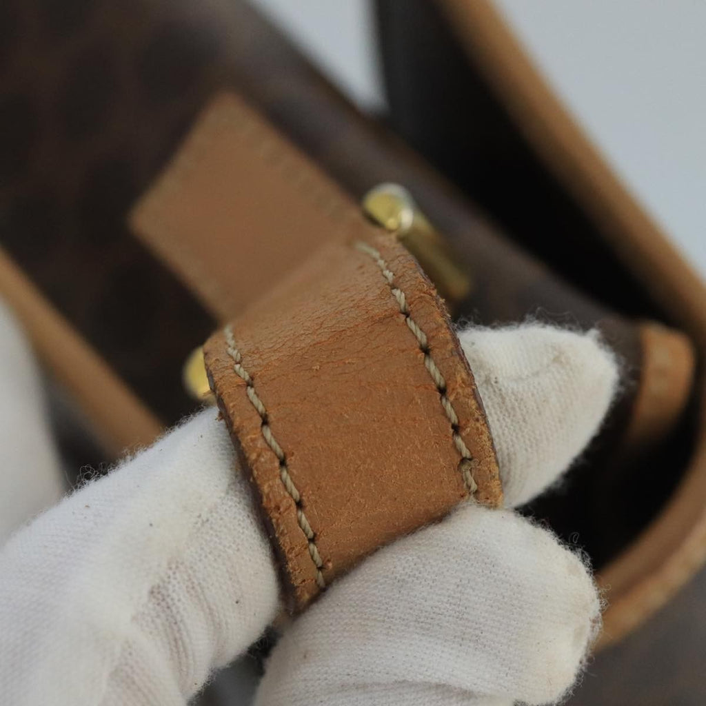 Celine Vintage Macadam Circle Logo Shoulder Bag Canvas And Leather Brown Canvas Shoulder Bag Bag