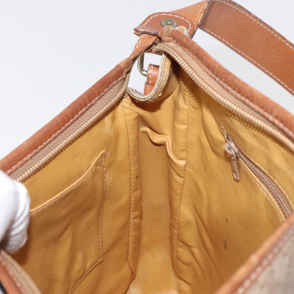 Celine Vintage Macadam Shoulder Bag Canvas And Leather Beige Canvas Shoulder Bag Bag