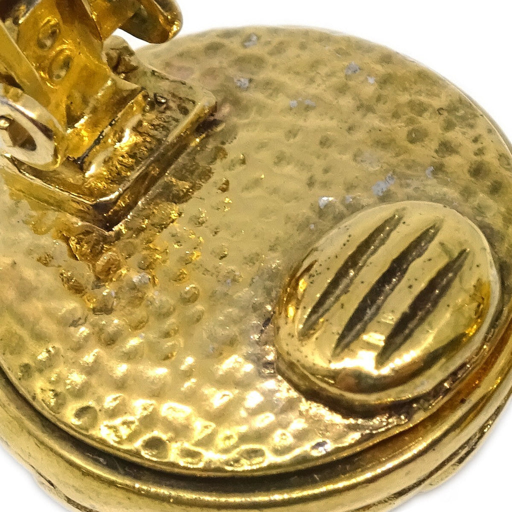 Chanel Cc Round Earrings Metal And Crystal Gold Gold_Plated Earrings Jewelry