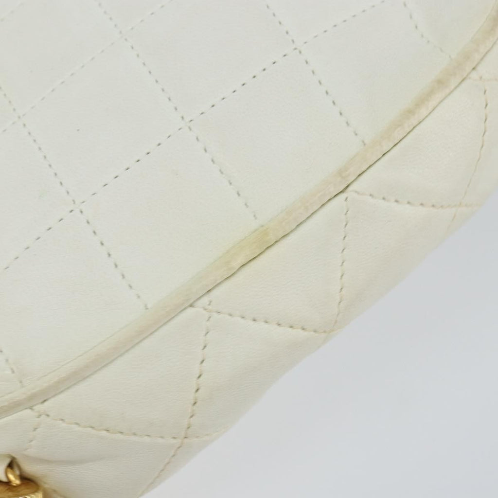 Chanel Vintage Diamond Tassel Crossbody Quilted Lambskin White Leather Clutche & Pouche Bag
