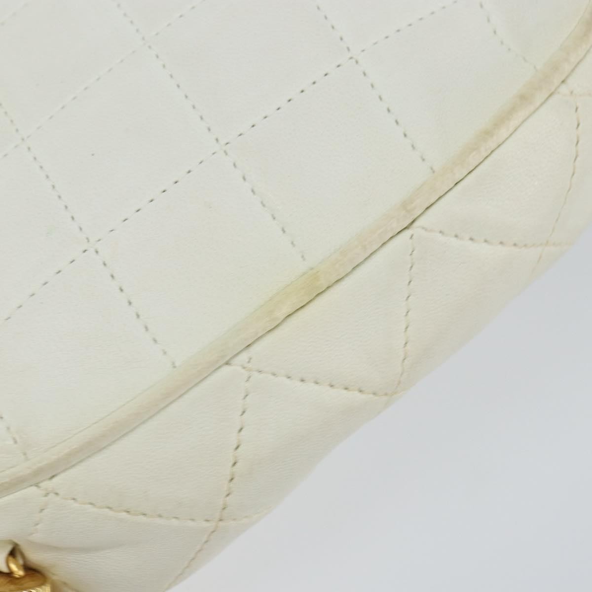 Chanel Vintage Diamond Tassel Crossbody Quilted Lambskin White Leather Clutche & Pouche Bag