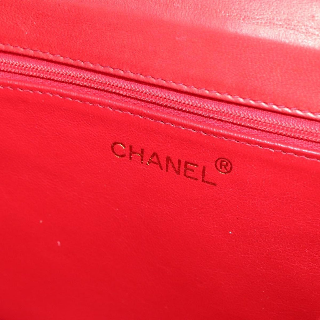 Chanel Vintage Cc Chain Full Flap Bag Quilted Leather Red Leather Shoulder Bag Bag