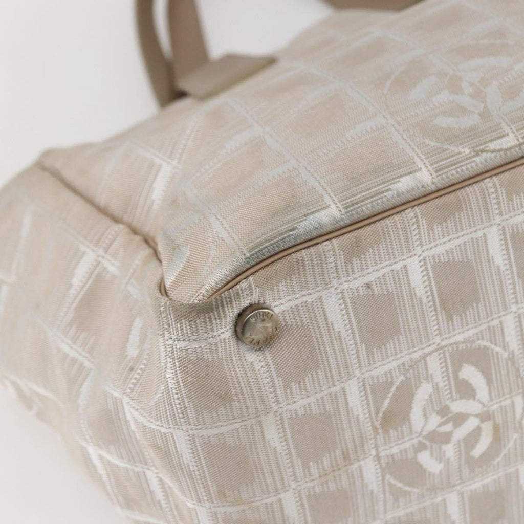 Chanel Travel Line Tote Nylon Beige Nylon Handbag