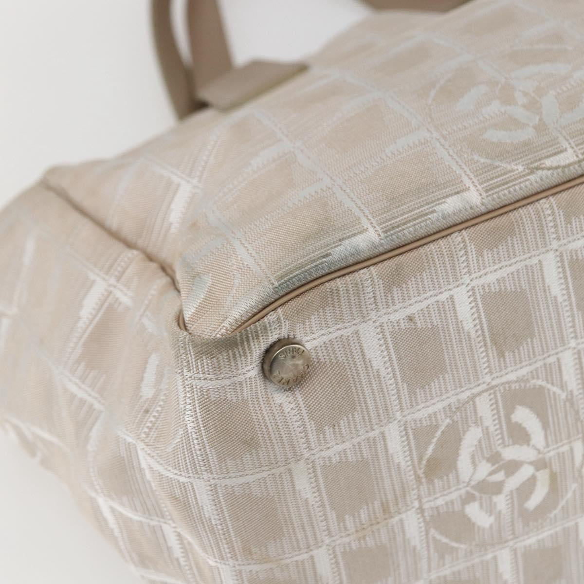 Chanel Travel Line Tote Nylon Beige Nylon Handbag