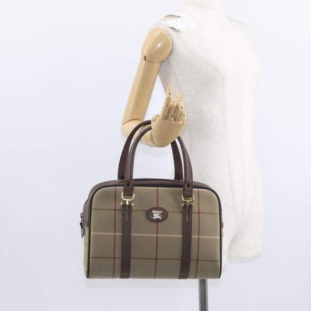 Burberry Nova Check Boston Bag Canvas Beige Canvas Handbag