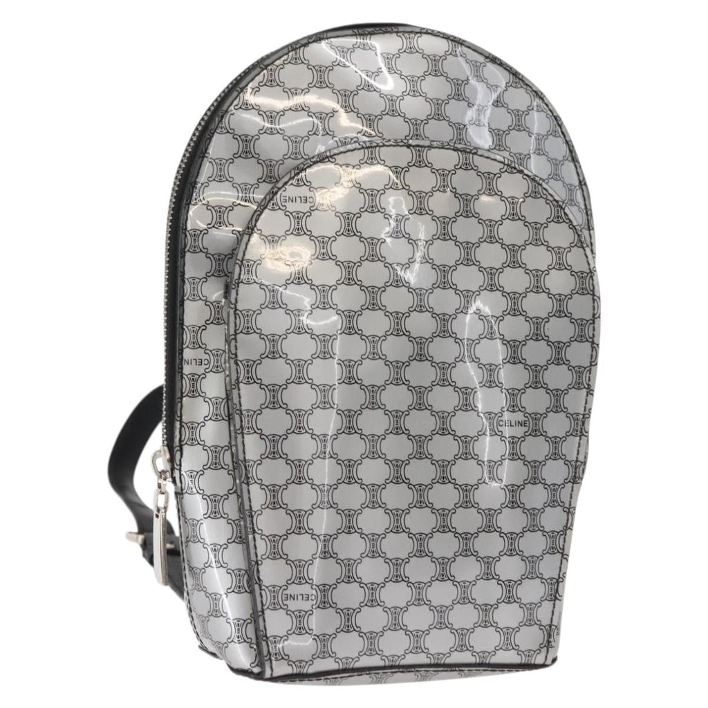 Celine Vintage Macadam Backpack Canvas And Leather Silver Pvc Backpack Bag