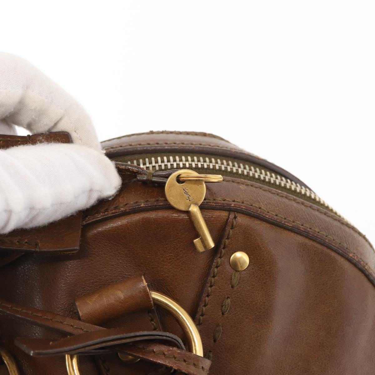 Saint Laurent Muse Dome Bag Leather Brown Leather Handbag (Pre-Owned)