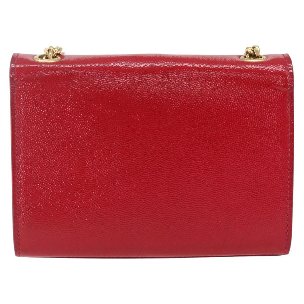 Saint Laurent Classic Monogram Crossbody Bag Grainy Leather Red Leather Clutche & Pouche Bag (Pre-Owned)
