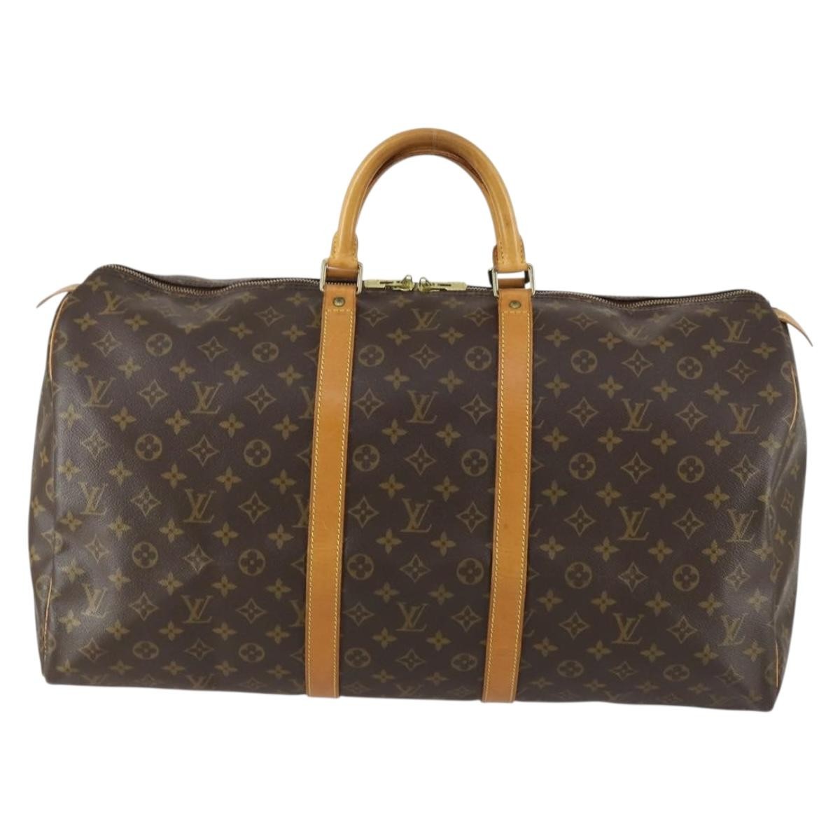 Louis Vuitton Keepall Bag Monogram Canvas Brown Canvas Travel Bag
