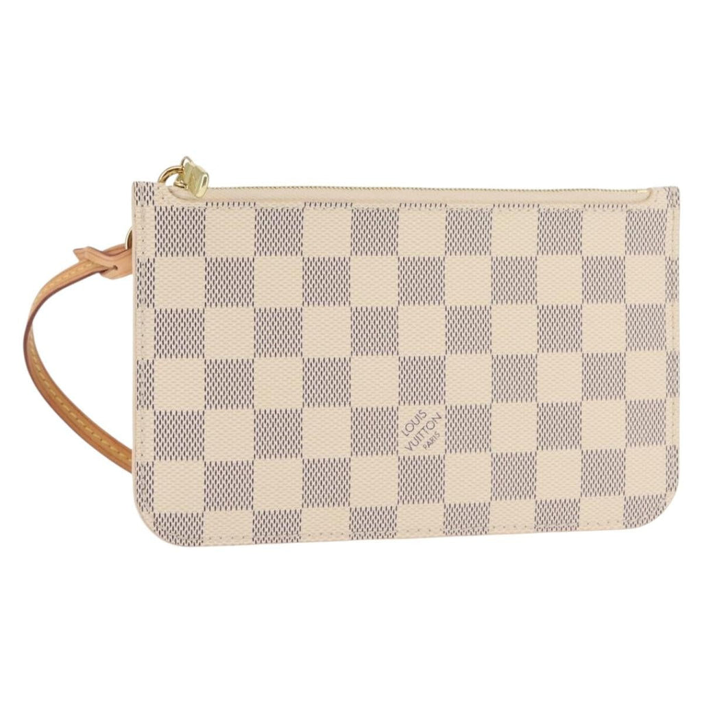 Louis Vuitton Neverfull Pochette Damier White Canvas Clutche & Pouche Bag