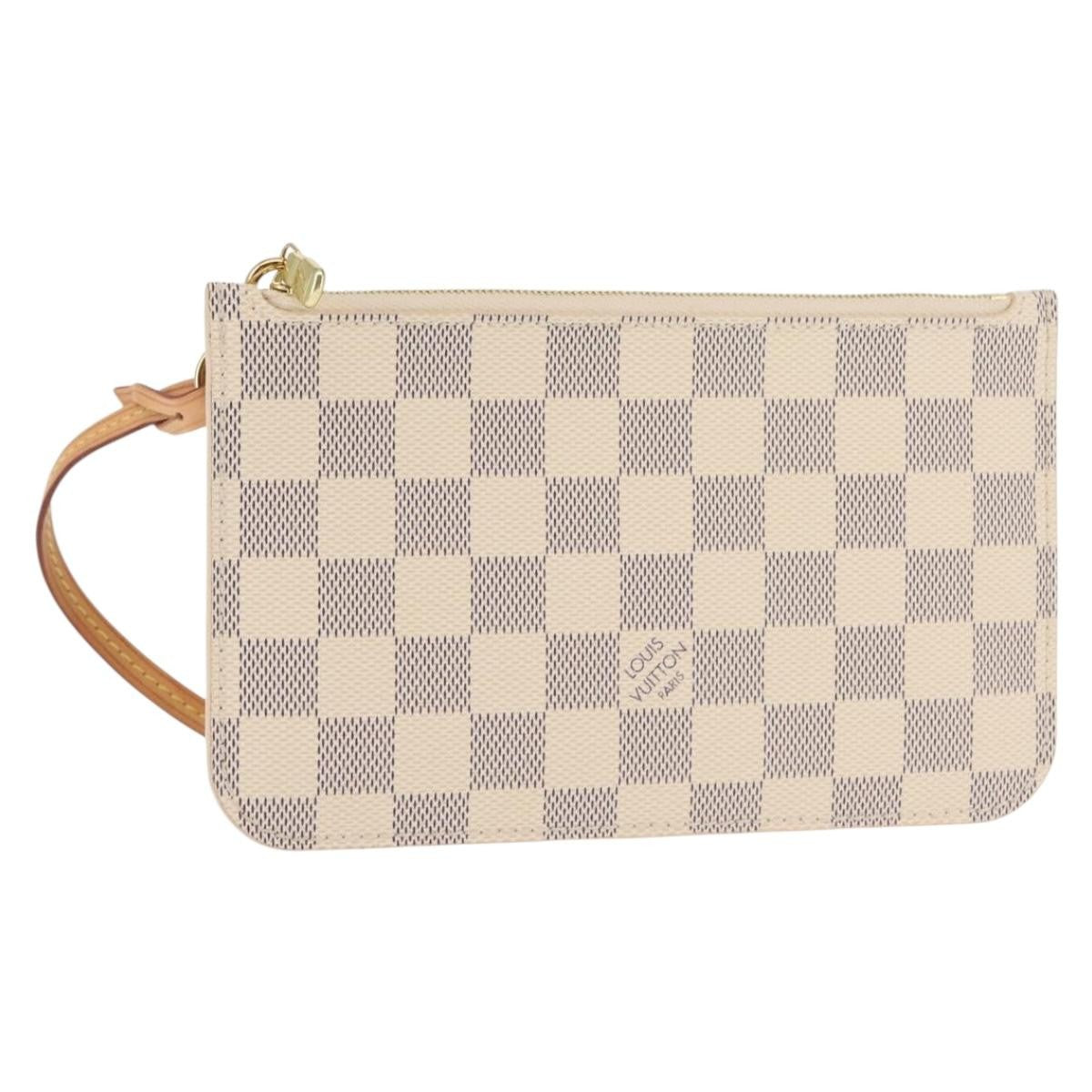 Louis Vuitton Neverfull Pochette Damier White Canvas Clutche & Pouche Bag