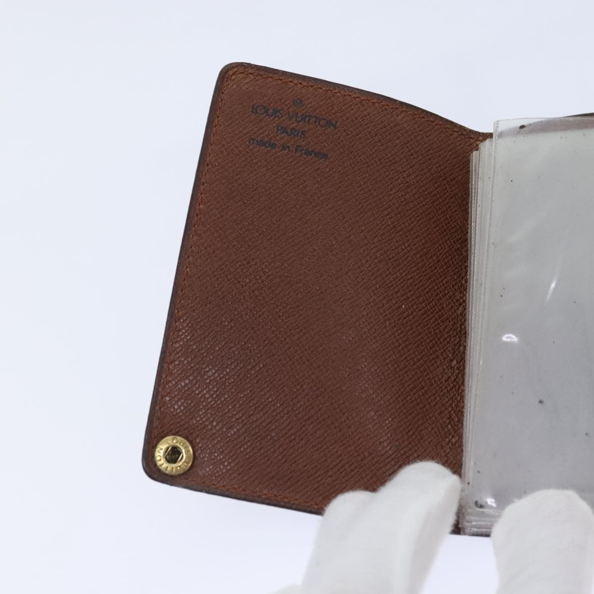 Louis Vuitton Porte Cartes Pression Card Case Monogram Canvas Brown Canvas Card Holders Accessory