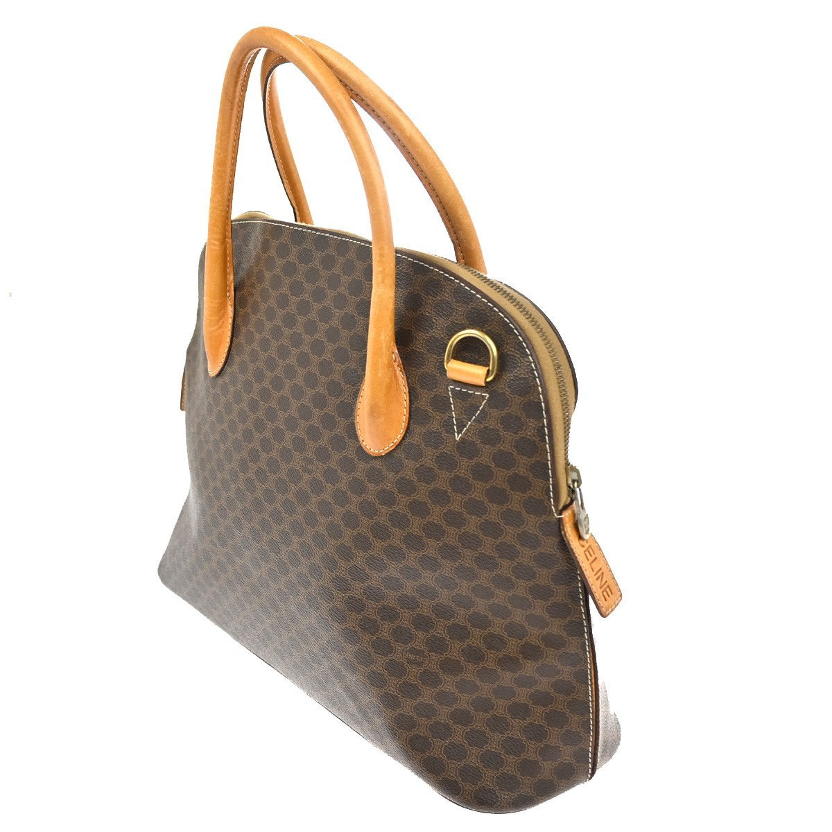 Celine Macadam Handbag Macadam With Leather Brown Pvc Handbag