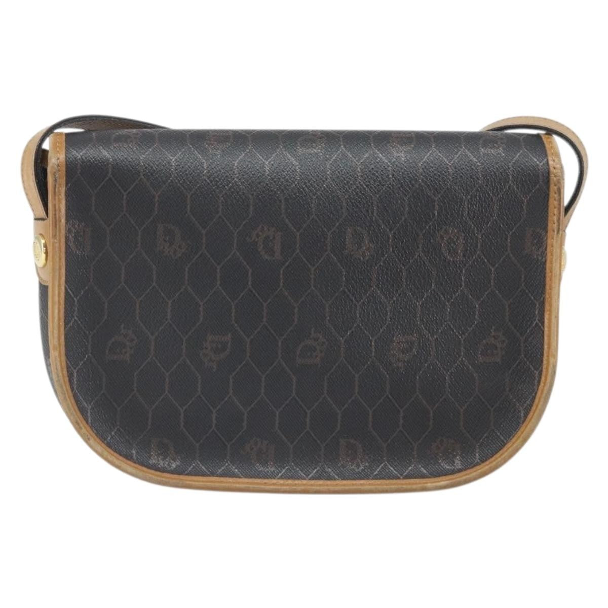 Christian Dior Vintage Honeycomb Shoulder Bag Canvas And Leather Black Canvas Shoulder Bag Bag (Pre-Owned)