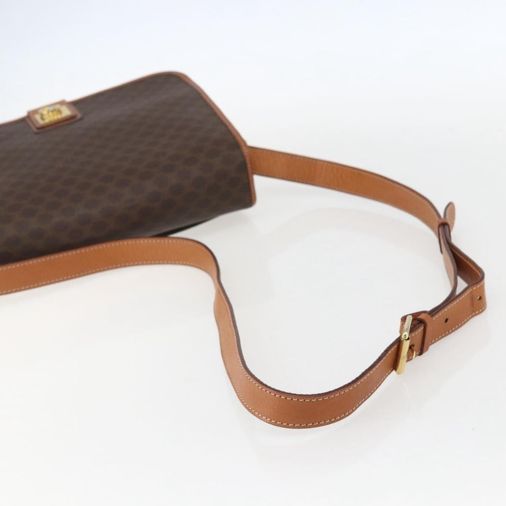 Celine Vintage Macadam Shoulder Bag Canvas And Leather Brown Canvas Shoulder Bag Bag