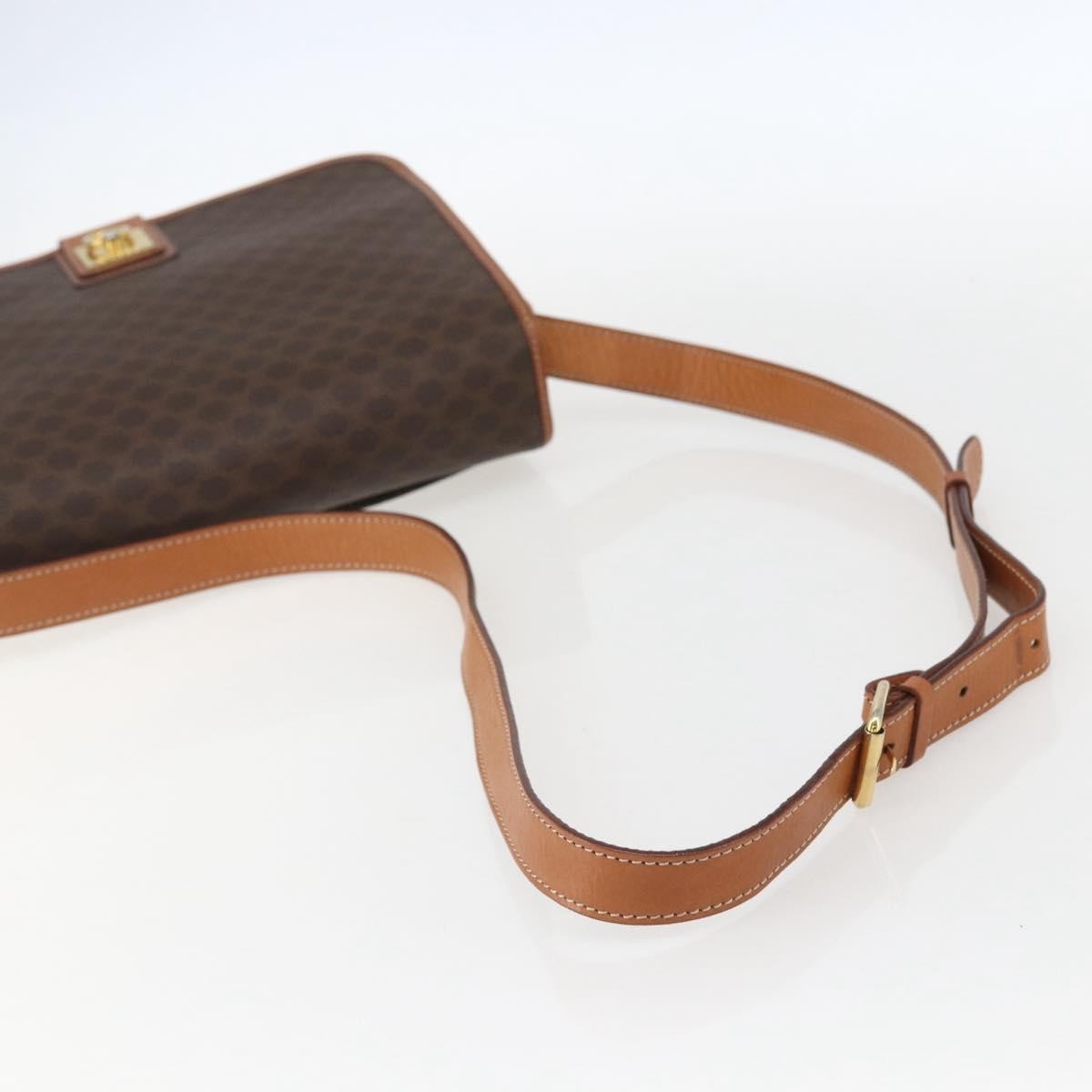 Celine Vintage Macadam Shoulder Bag Canvas And Leather Brown Canvas Shoulder Bag Bag