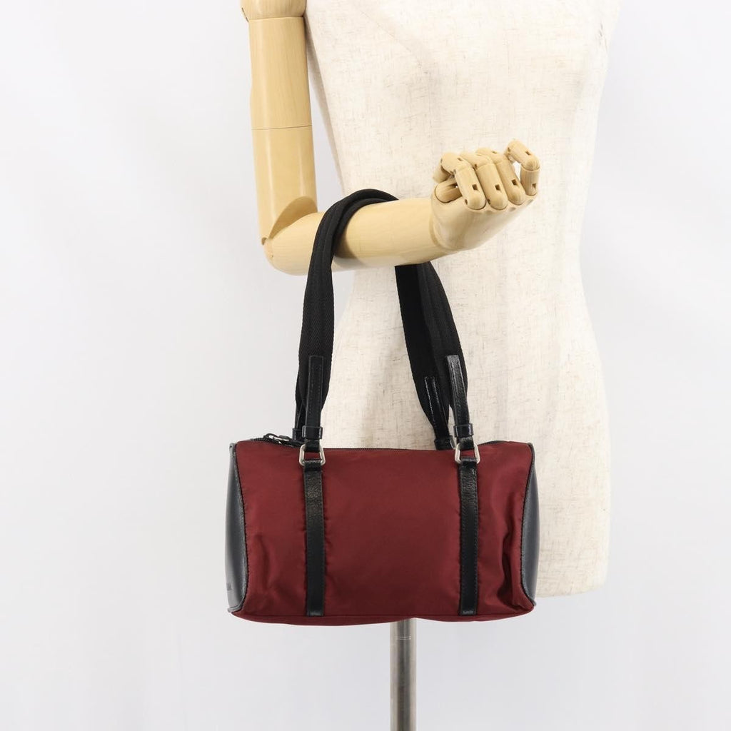 Prada Vintage Zip Handbag Tessuto Burgundy Nylon Handbag