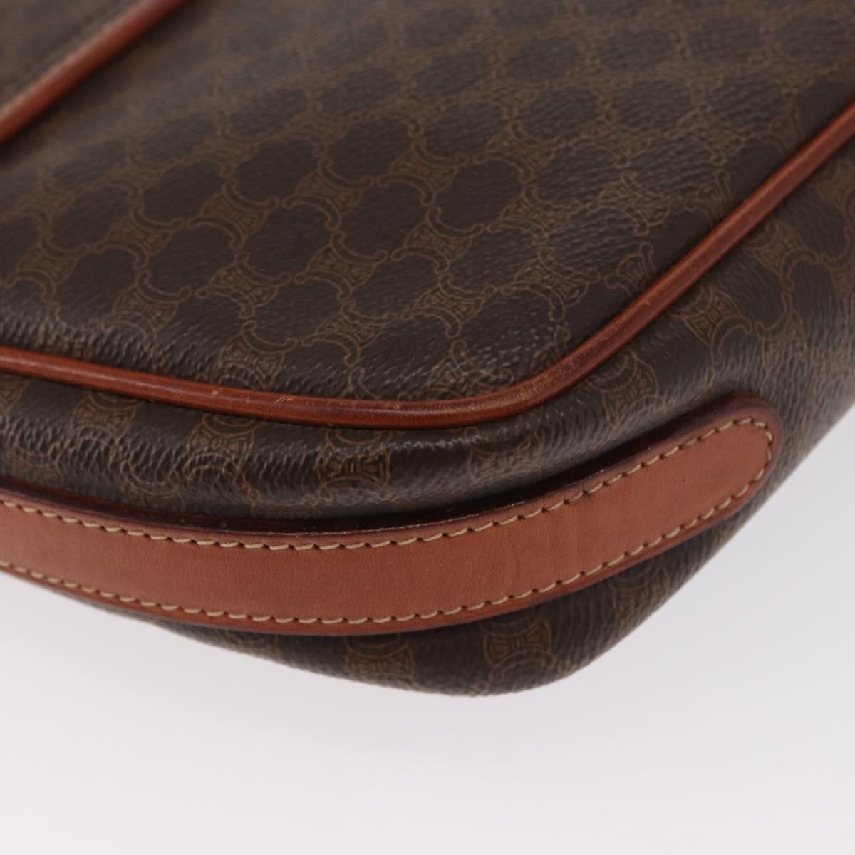 Celine Vintage Macadam Shoulder Bag Canvas And Leather Brown Canvas Shoulder Bag Bag