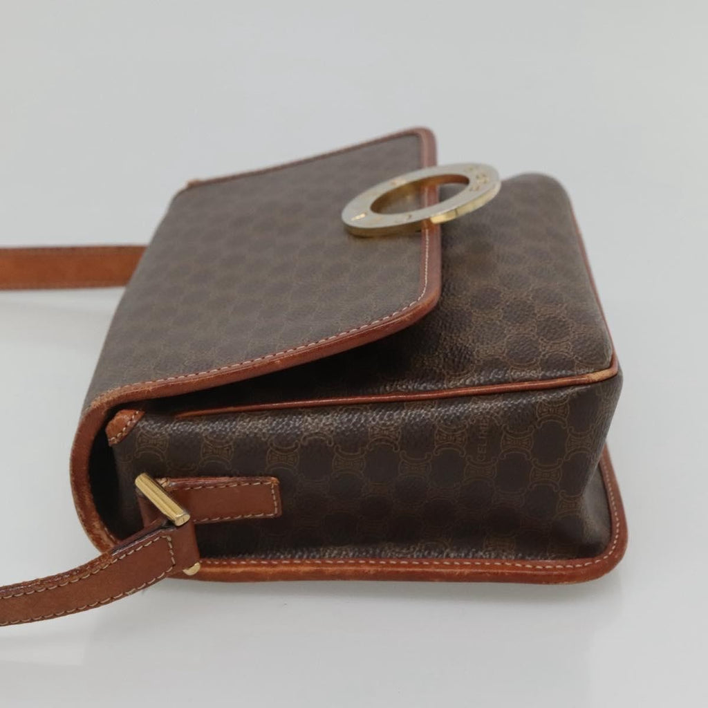 Celine Vintage Macadam Shoulder Bag Canvas And Leather Brown Canvas Shoulder Bag Bag
