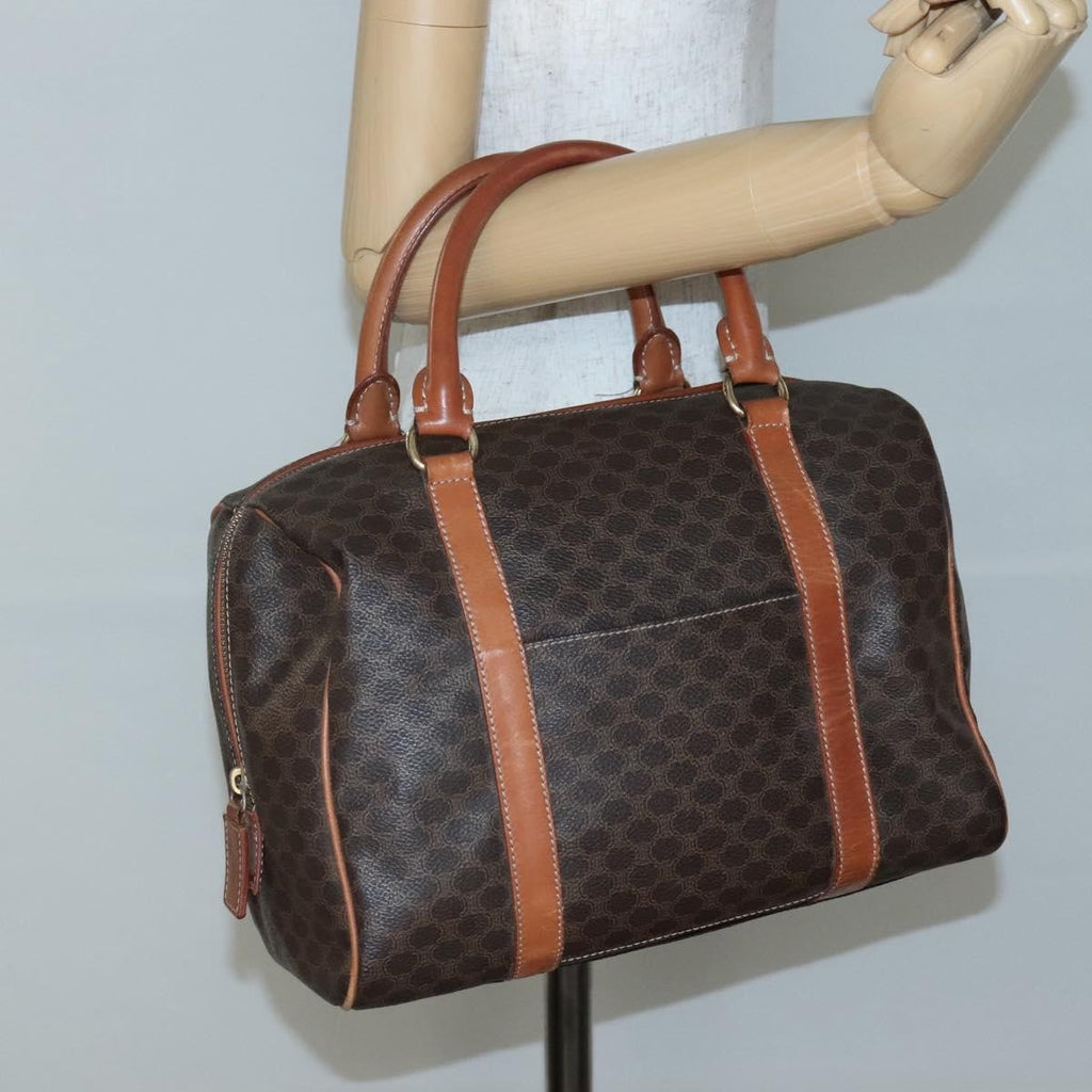 Celine Macadam Handbag Macadam With Leather Brown Canvas Bag