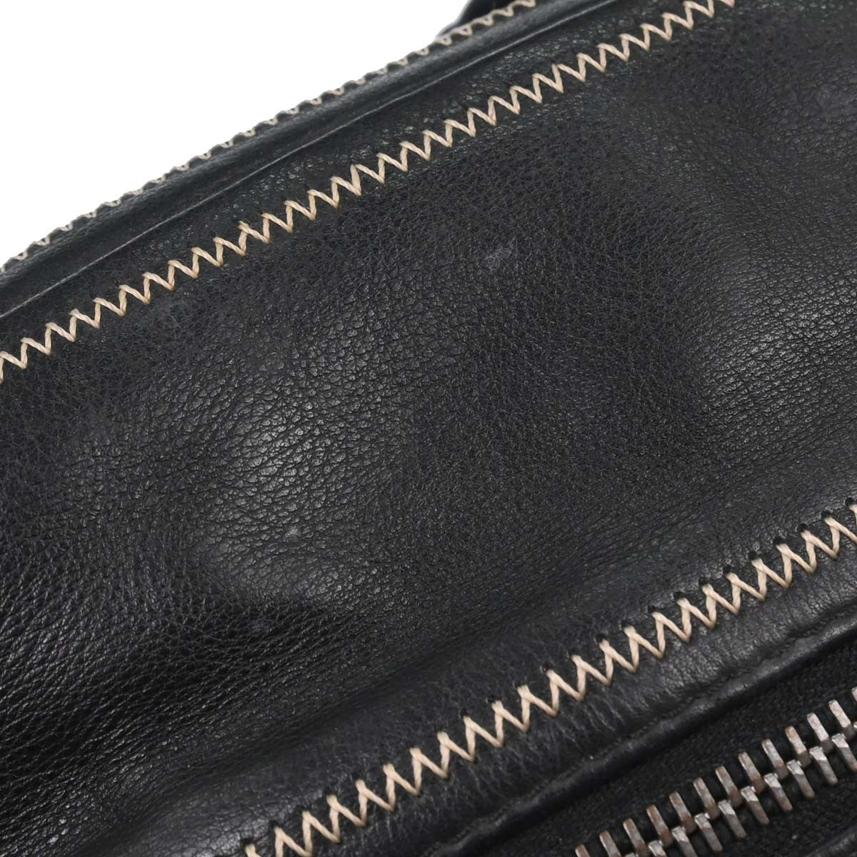 Chanel Cc Bowler Leather Black Leather Handbag