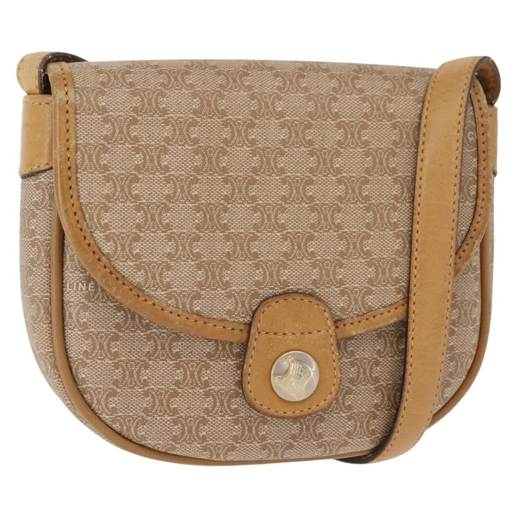Celine Vintage Macadam Shoulder Bag Canvas And Leather Beige Canvas Shoulder Bag Bag
