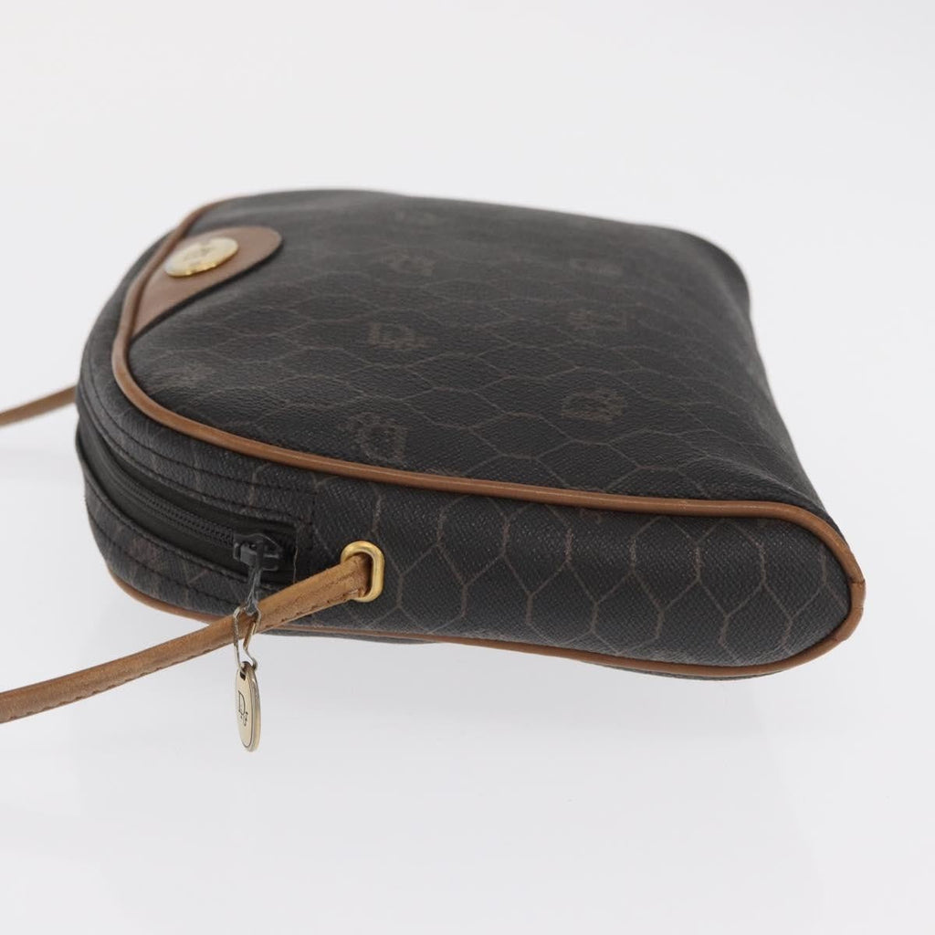 Christian Dior Vintage Honeycomb Shoulder Bag Canvas And Leather Black Canvas Shoulder Bag Bag (Pre-Owned)