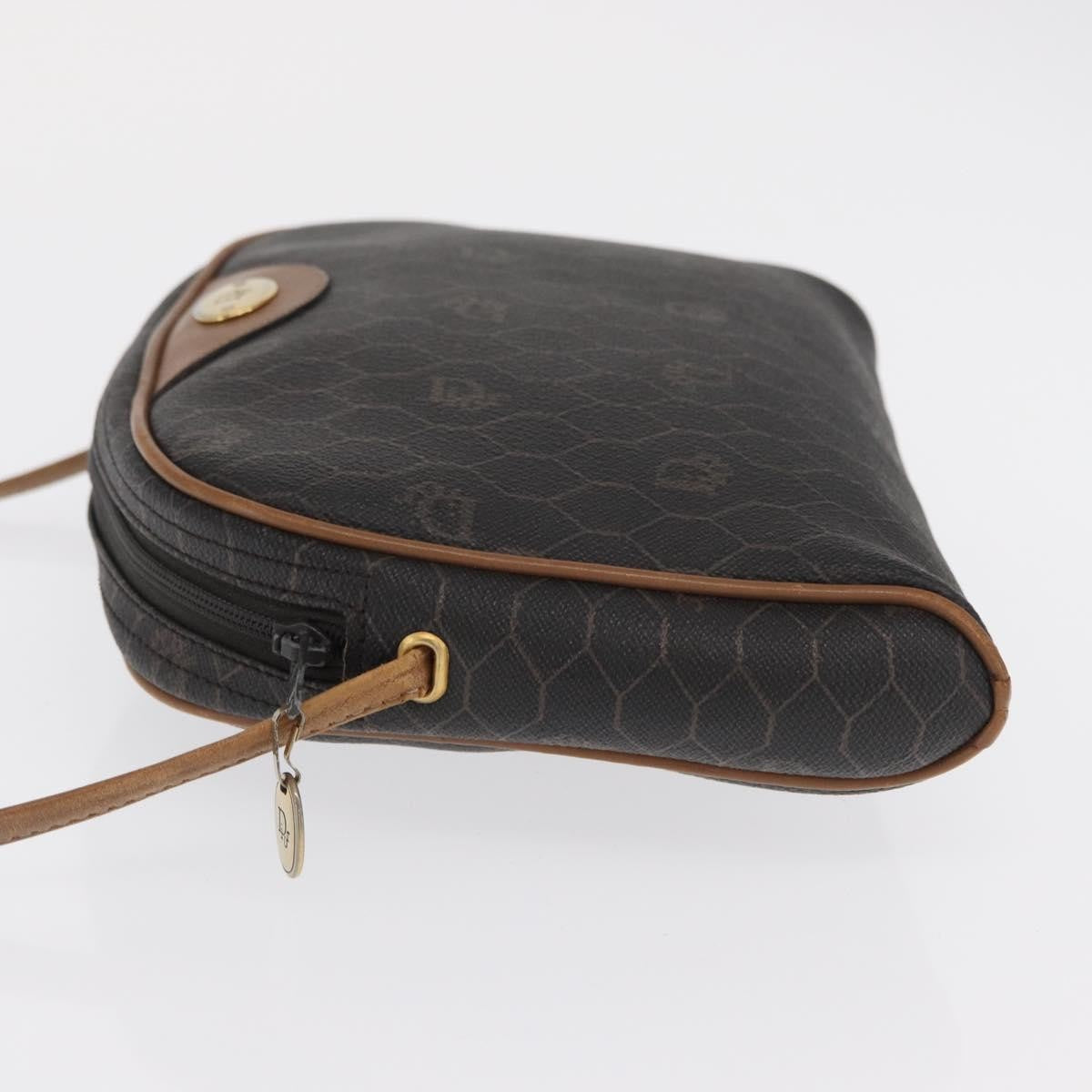 Christian Dior Vintage Honeycomb Shoulder Bag Canvas And Leather Black Canvas Shoulder Bag Bag (Pre-Owned)