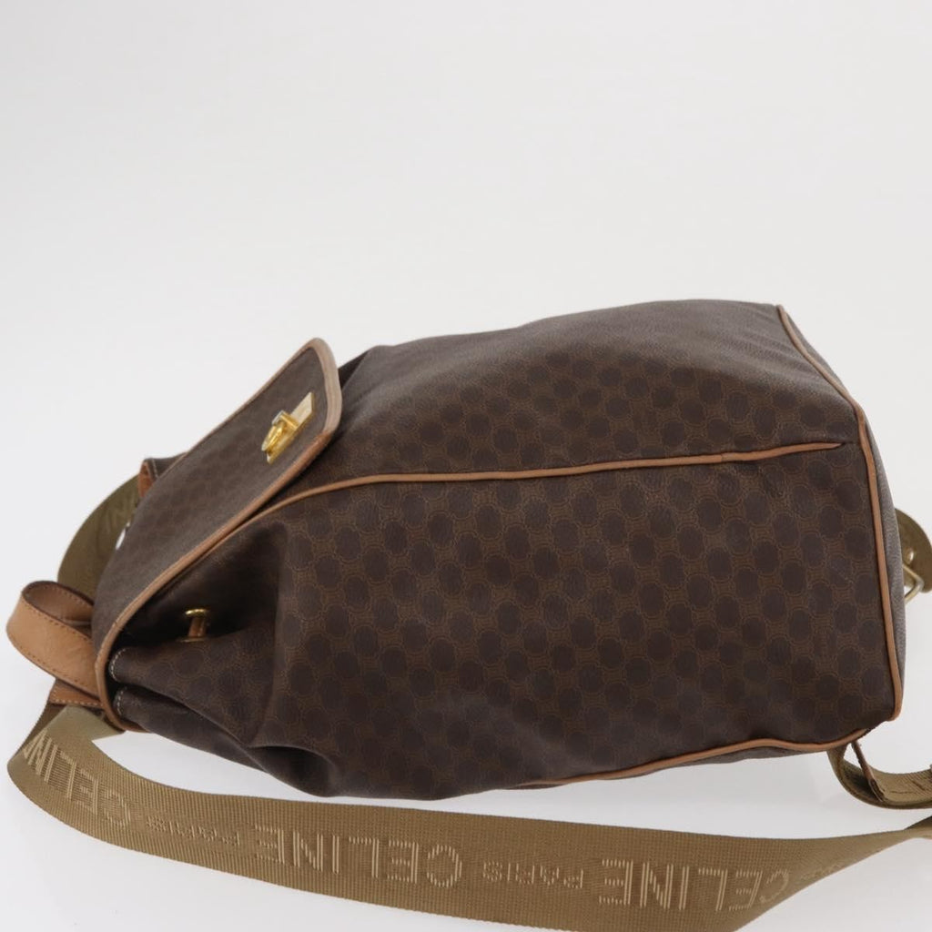 Celine Vintage Macadam Backpack Canvas And Leather Brown Canvas Backpack Bag